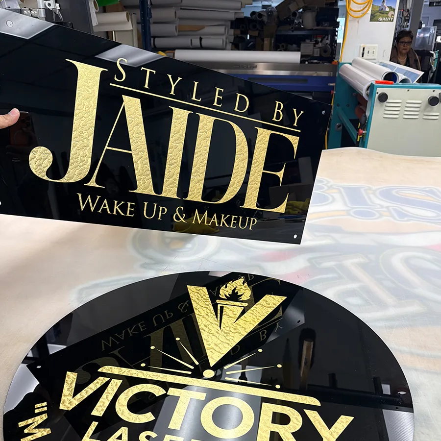 CO2 laser cut and engraved acrylic business sign
