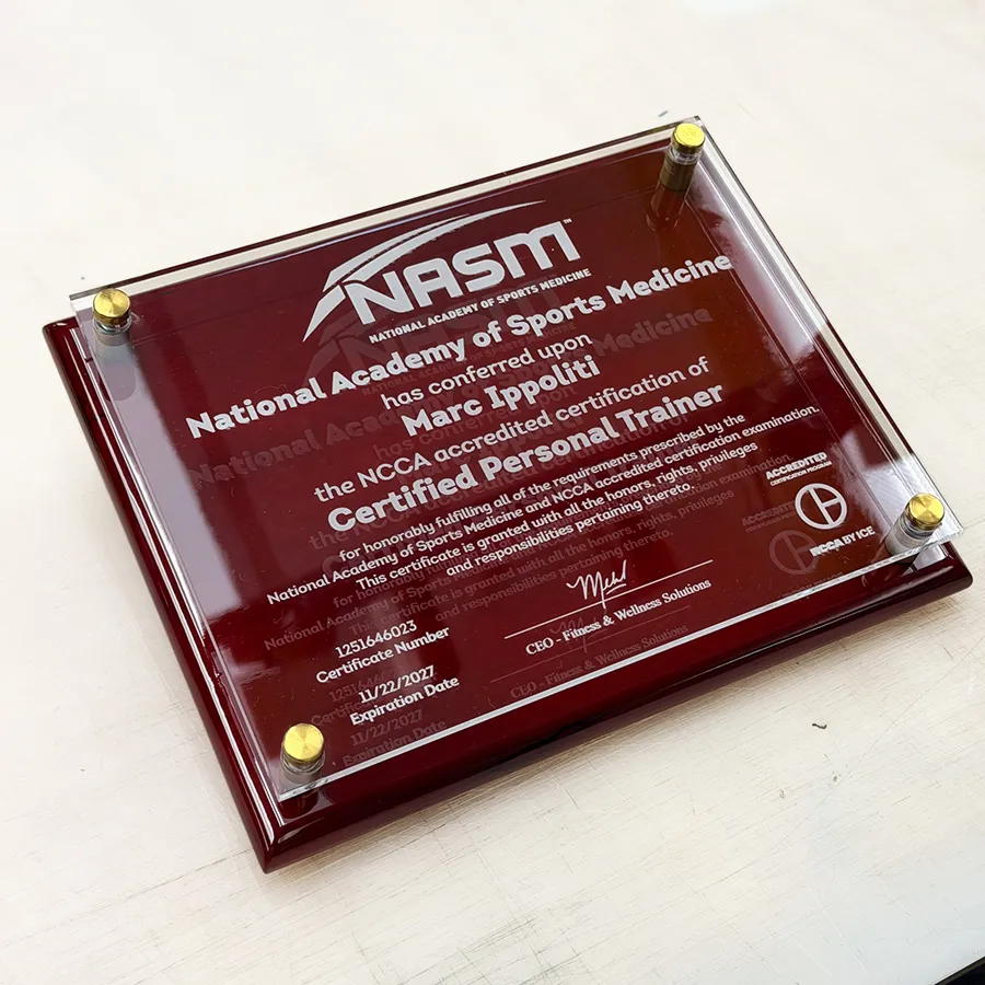 Laser engraved certification and achievement plaques
