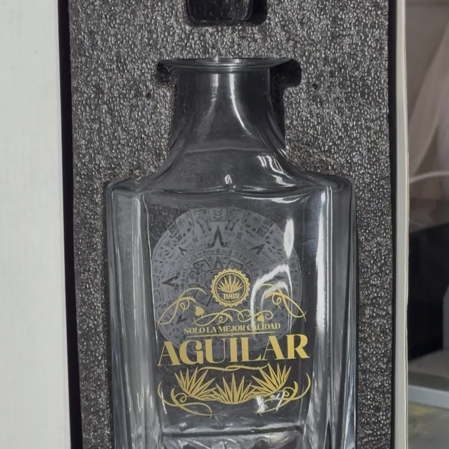 Laser engraved crystal decanter with family name