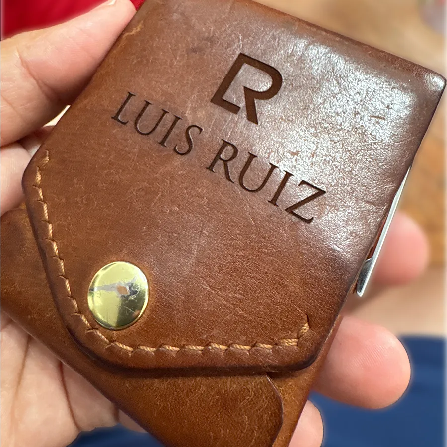 Personalized laser engraved leather wallet