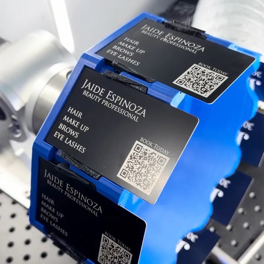Fiber laser engraved metal business card for luxury branding