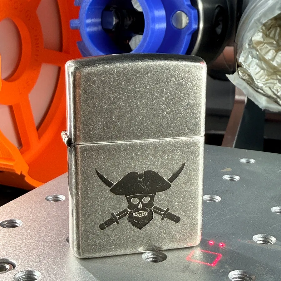 Fiber laser engraved metal Zippo lighters with custom designs