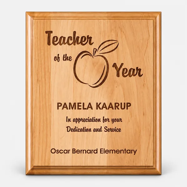 Red alder laser-engraved plaque