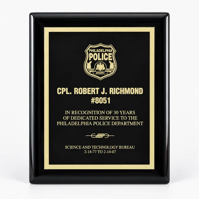 Executive ebony piano finish plaque