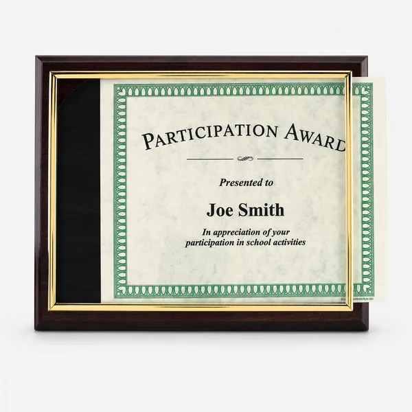 Slide-in certificate plaque