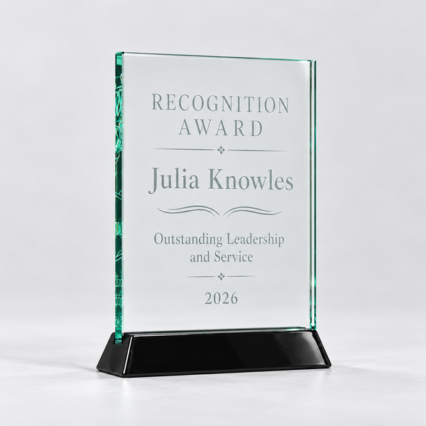 Jade glass · black base, example engraving