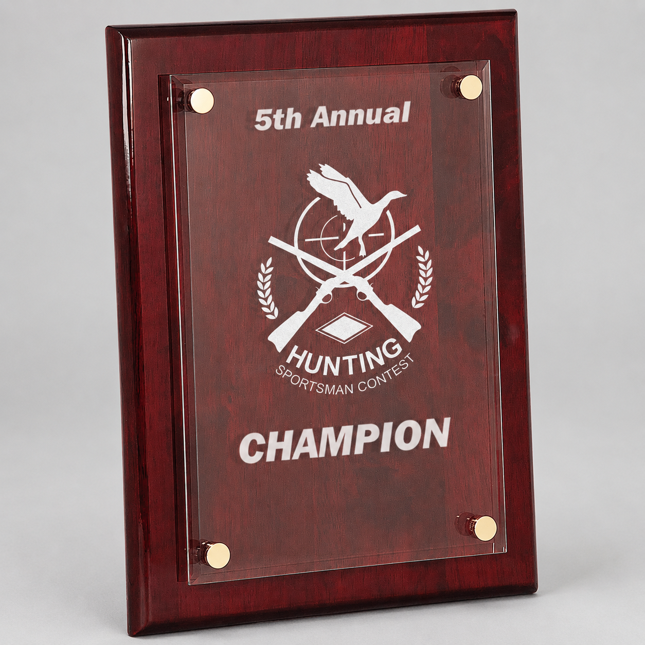 Rosewood acrylic plaque, example engraving