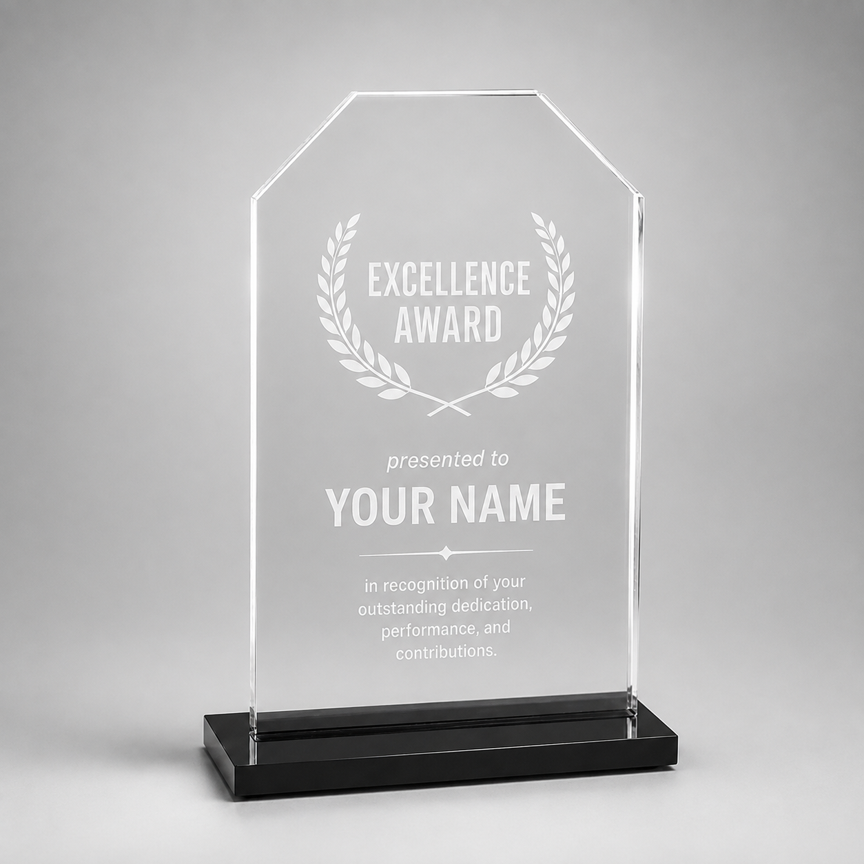 Starfire Stone Acrylic Award, example engraving