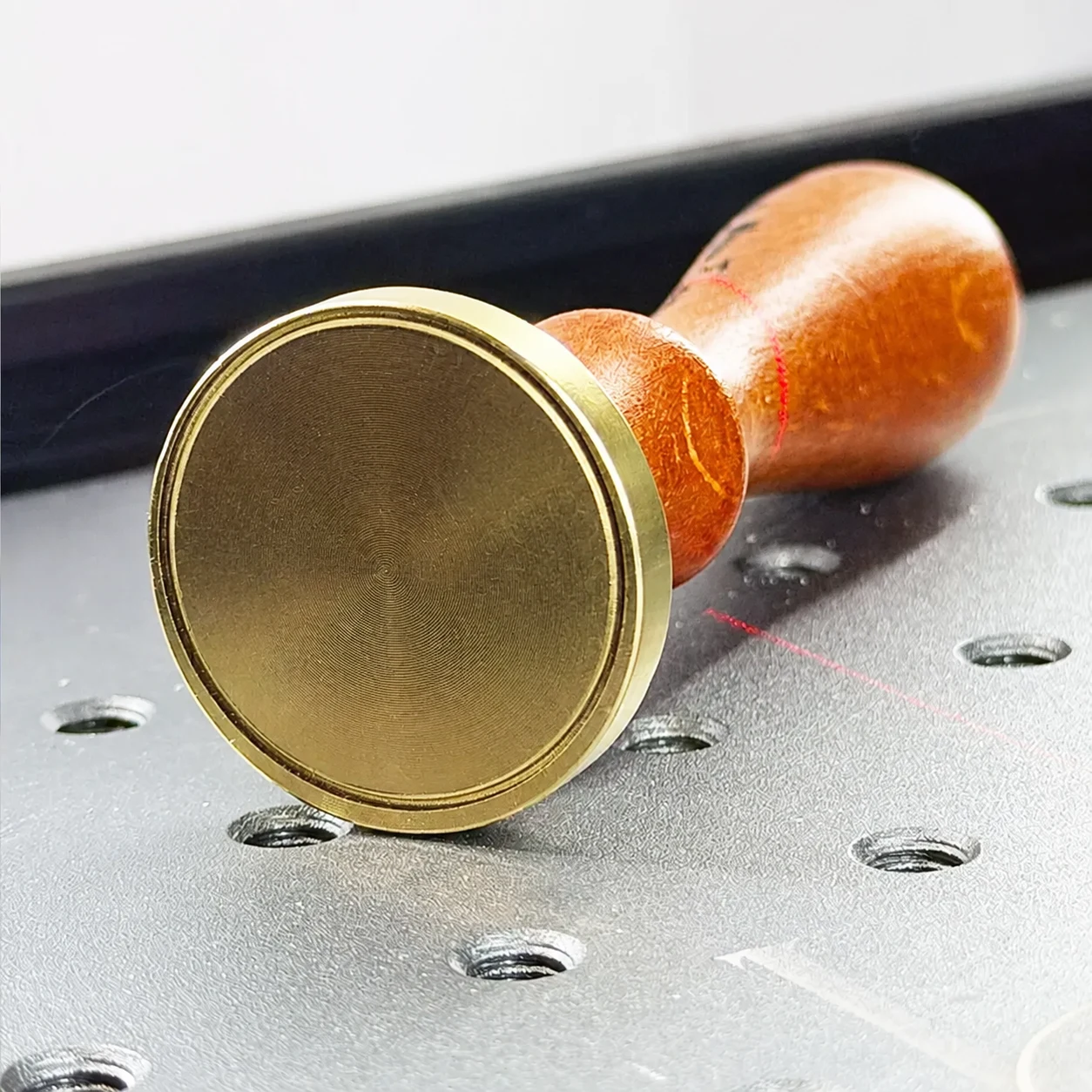 Wood-handled brass wax seal stamp